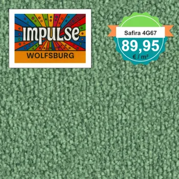 Vorwerk Safira Teppichboden Farbcode 4G67 – Draufsicht mit Preisetikett 89,95 €/m²